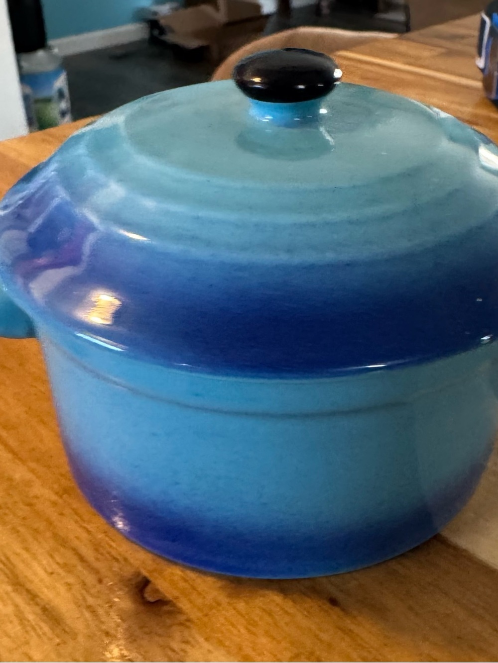 Blue Ombre Stoneware Mini Casserole Dish with lid.